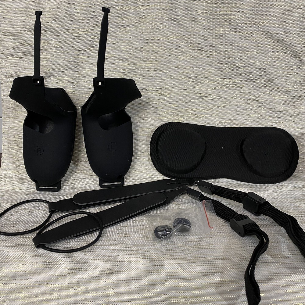 VR Controller Grips Cover Anti-Throw Knuckle Strap + VR Face Cushion Black