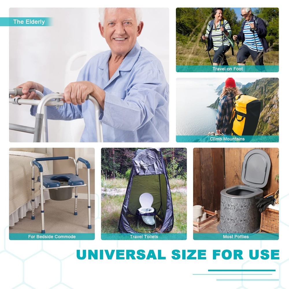 60 Commode Liners with Absorbent Pads, 60 Bedside 21*16in-60+60, Blue