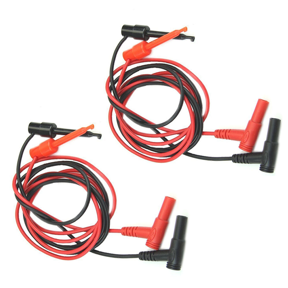 2 Pair For Multimeter Test Equipment Banana Plug To Test Hook Clip Probe Cable