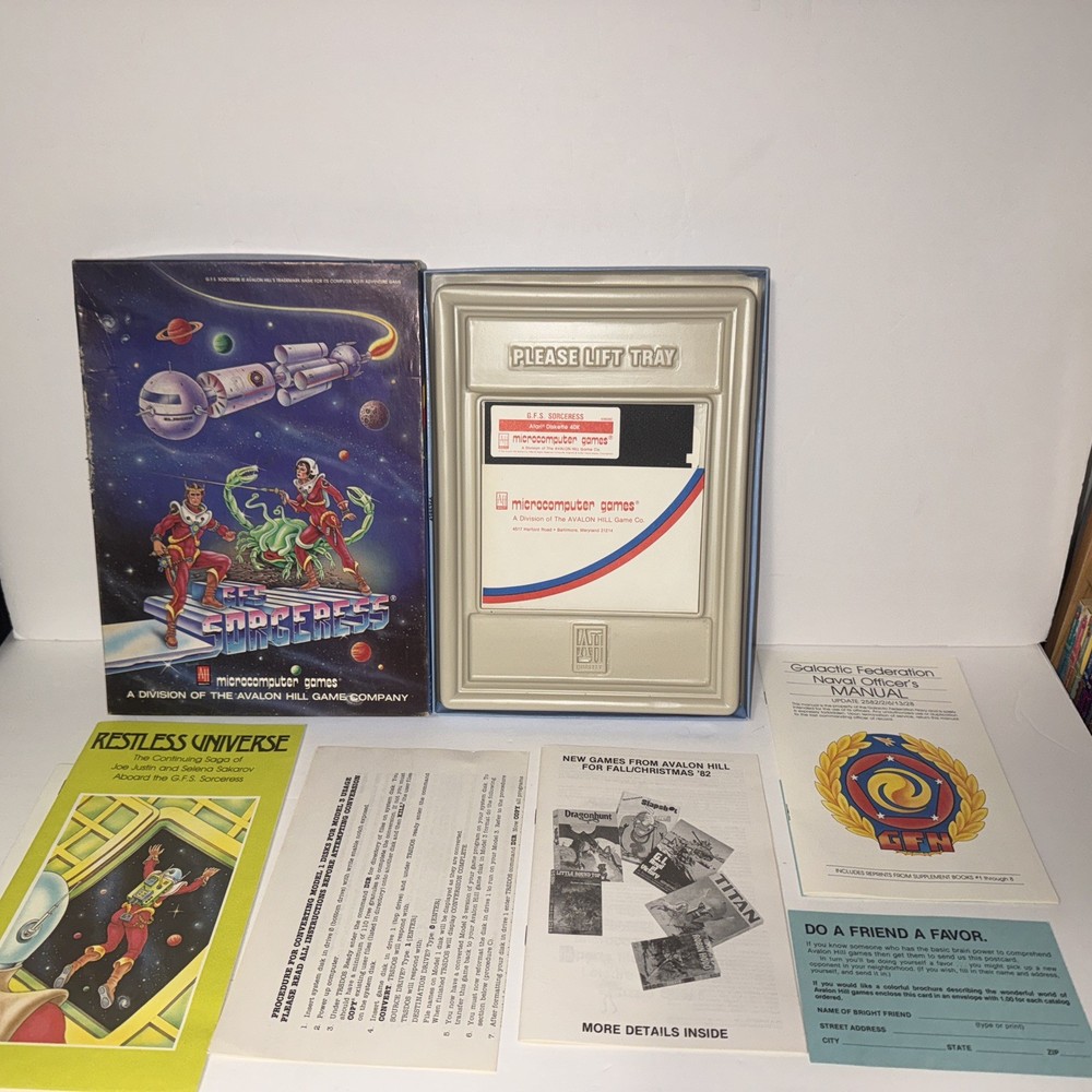 Avalon Hill GFS Sorceress Space Simulation Atari 800 Disk 1982 Complete