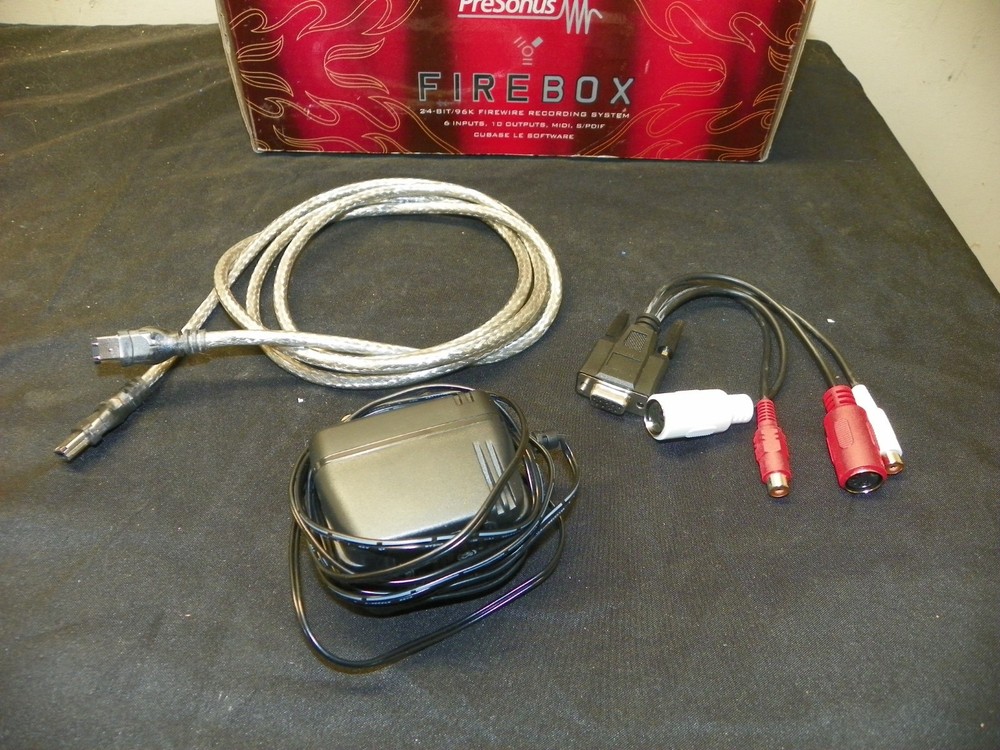 PreSonus Firebox Firewire Audio Interface With Power Adapter and MIDI Cables