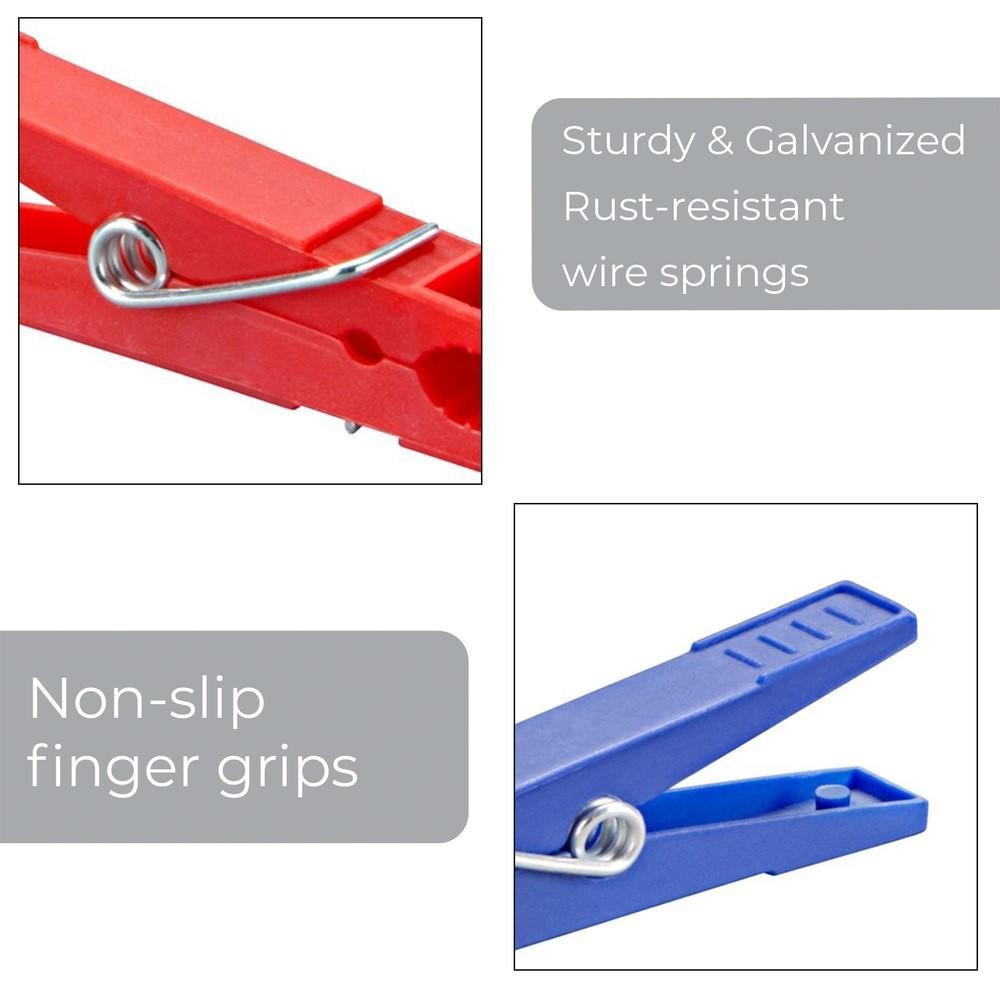Smart Design 24 Pack Plastic Clothespins Laundry Spring Clips Red, White & Blue