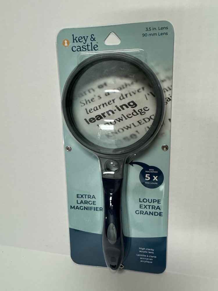 Extra Large Magnifier 3.5 in Lens 2X Magnification plus 5X Mini Magnifier