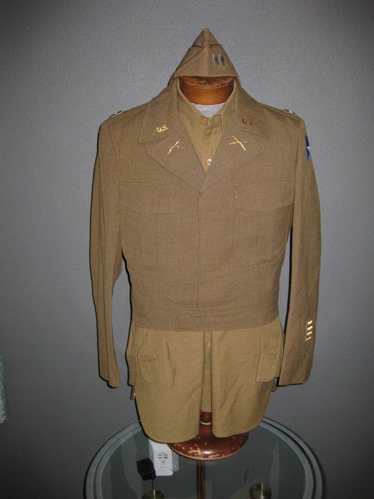 WW2 US Army Uniforme Ike Tunic Jacket Shirt Cap