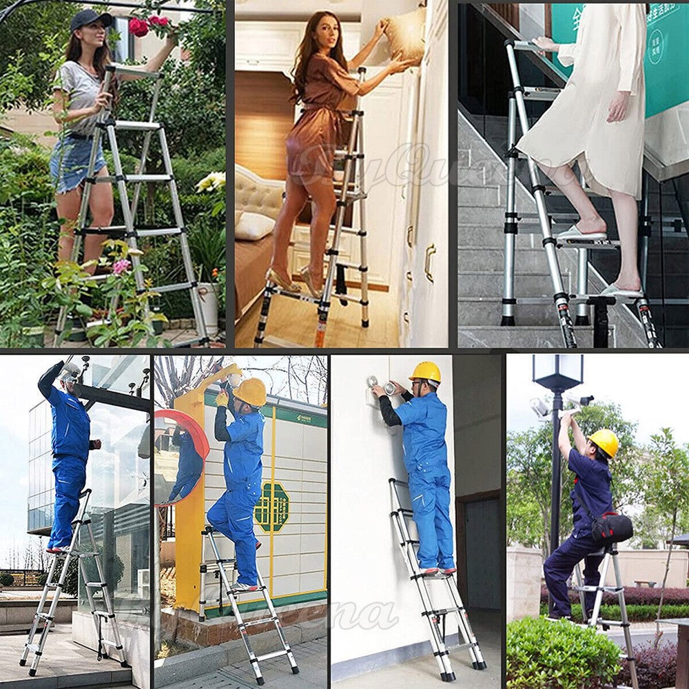 1.4M-2.3M Multi-Purpose Aluminium Telescopic A Frame Folding Ladder Extendable