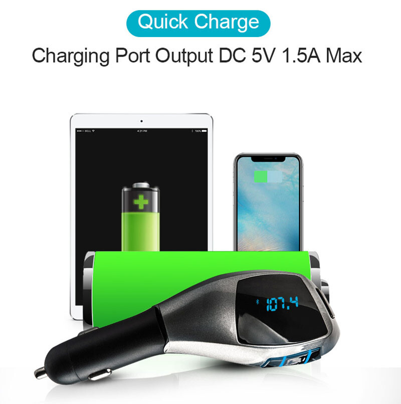 USB Car Charger Wireless Bluetooth FM Transmitter Modulator TF MMC MP3 Player US