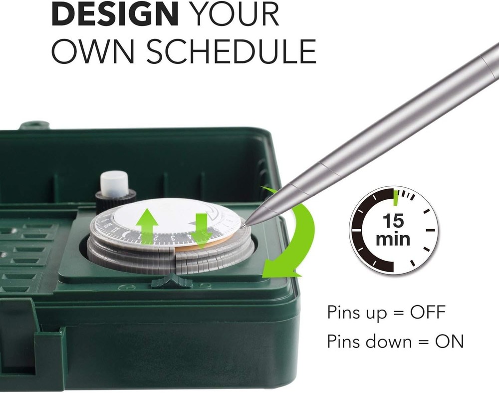 BN-LINK 24 Hour Mechanical Outdoor Multi Socket Timer - Black/Green