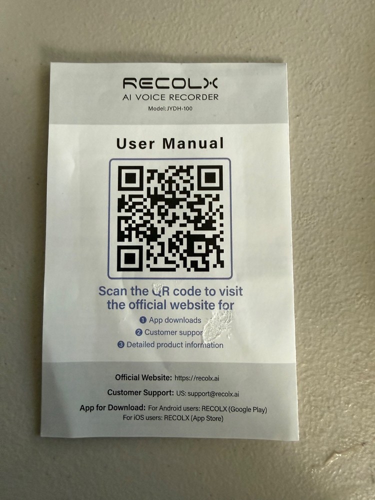 Recolx Tap Record Comprehend Leverage / X-cel / Ai Voice Recorder/Used-Unbound