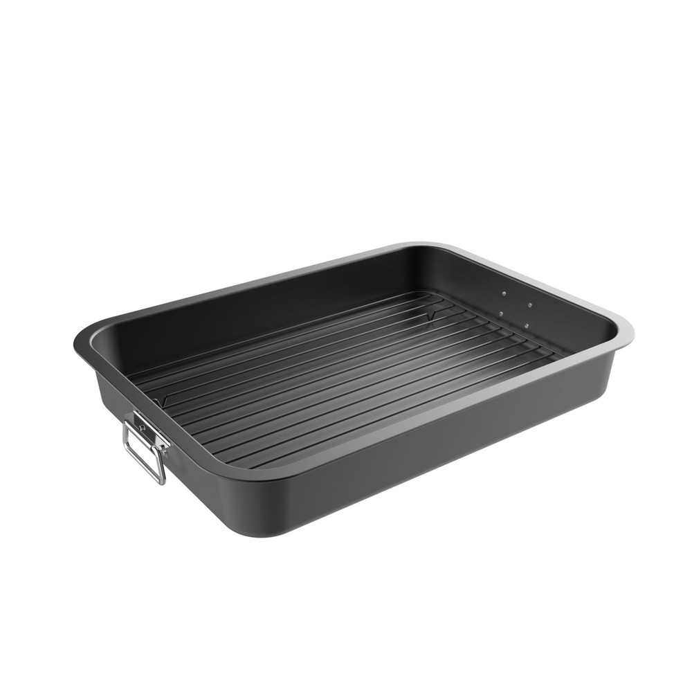 Nonstick Oven Roasting Pan W/ Flat Rack & Tray