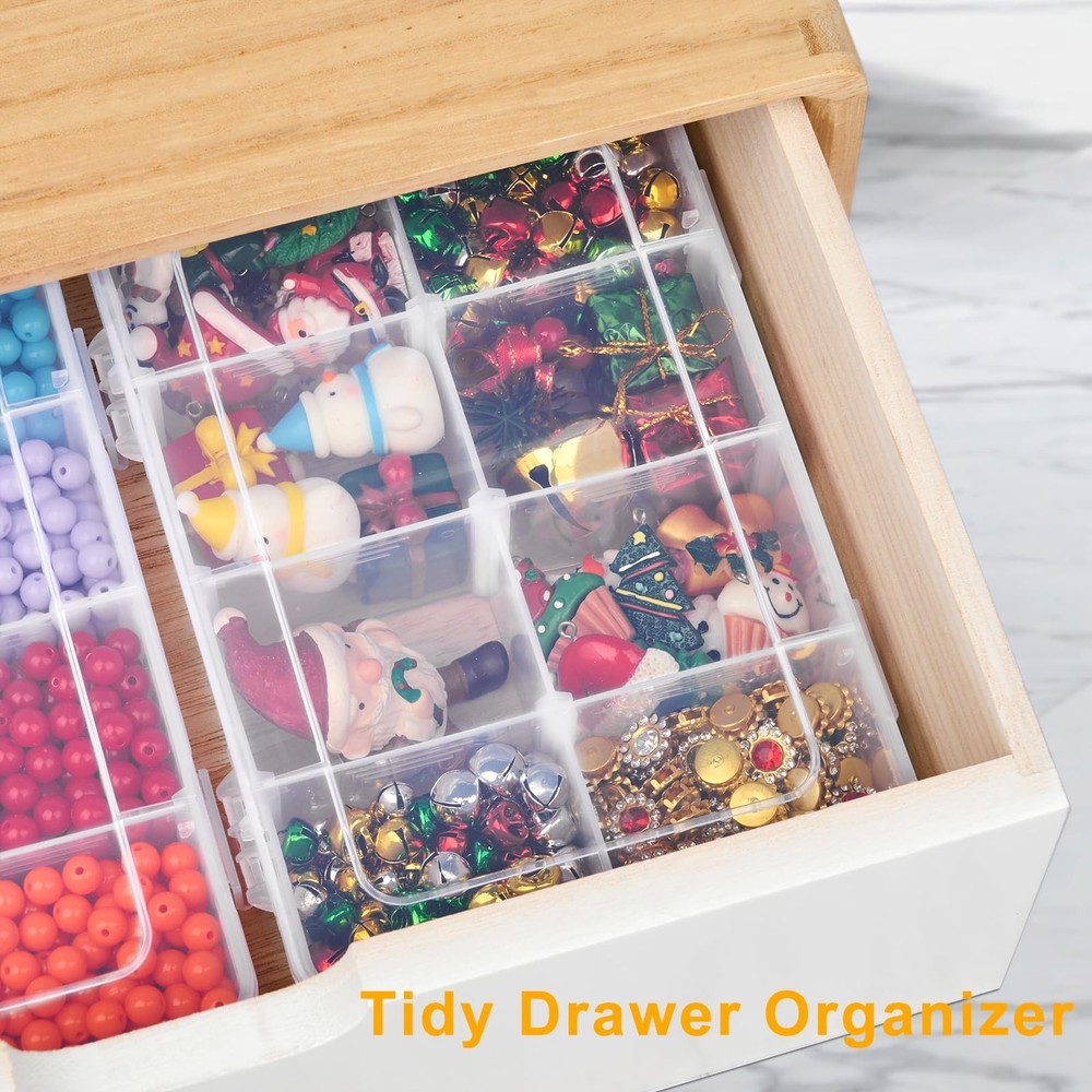 2 Pack 8 Grids Bead Organizer and Storage, Plastic Organizer Box with Removab...