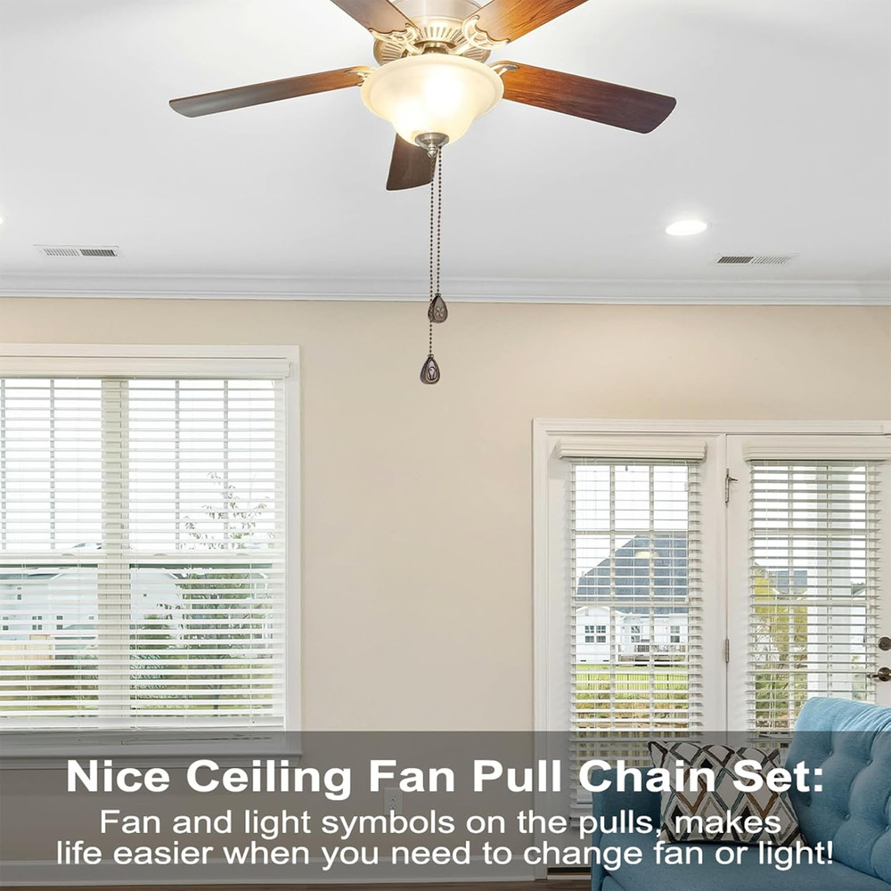Bronze Ceiling Fan Pull Chains Set 4 Pack 12 Inch Fan and Light Icons Extensions