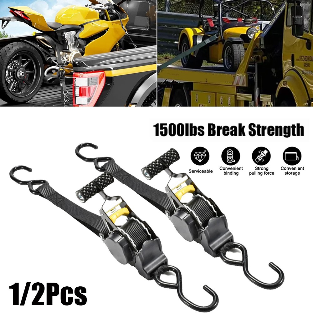 🔥 2-Pack 10FT Retractable Ratchet Tie-Down Straps | 1500LBS Heavy-Duty | S-Hook