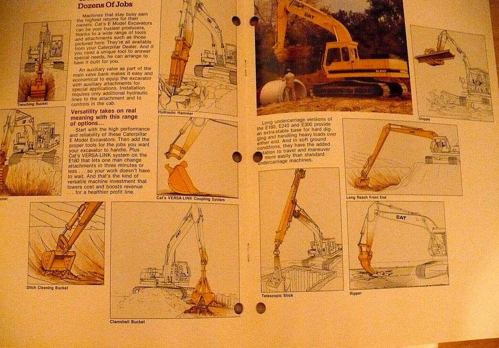 1985/86 CATERPILLAR MODEL E EXCAVATOR BROCHURE