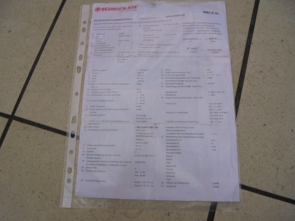 ER. Kreidler RMC E 50 Rex RS 2.50 Lock