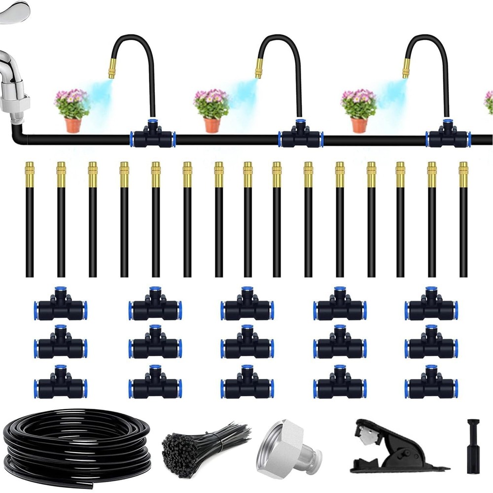 49.21Ft Drip Irrigation Kit Automatic Drip Irrigation System, 360° Bendable