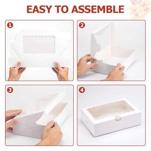 20pcs Cookie Boxes with Window, 9x6x2.5 Inches White Bakery Boxes for