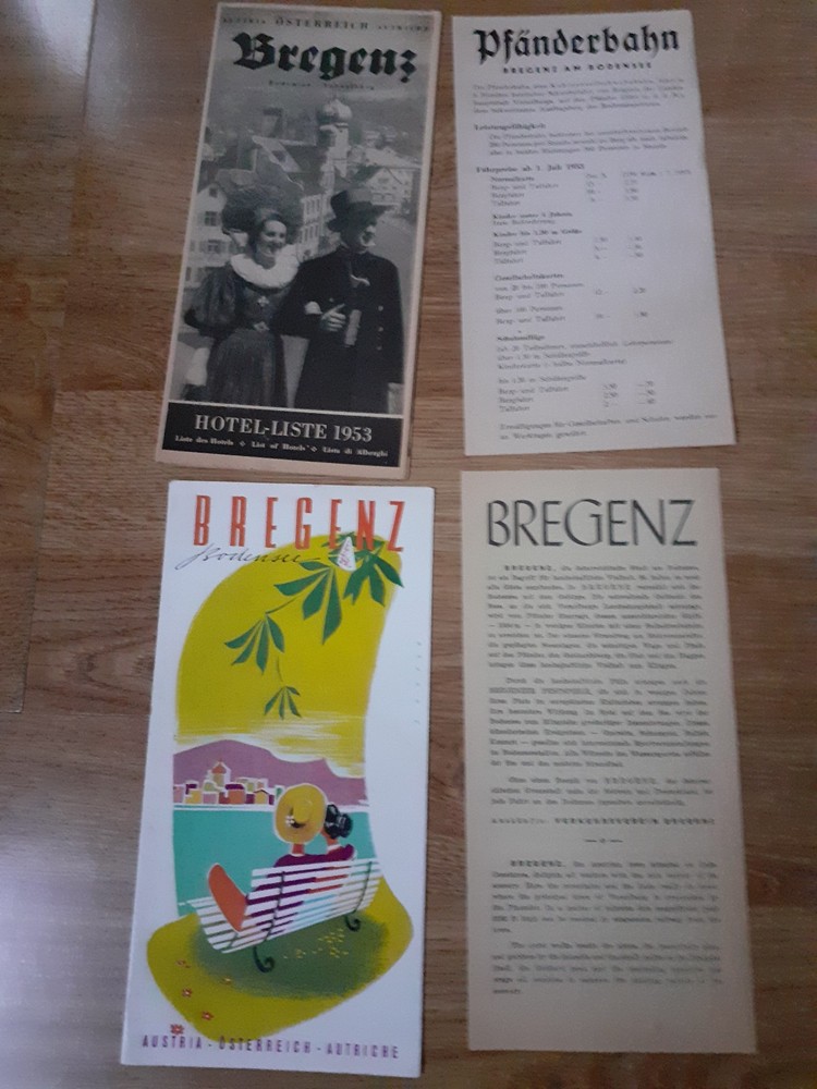 3 tourism leaflets BREGENZ, UBERLINGEN, BODEN-SEE - 1954