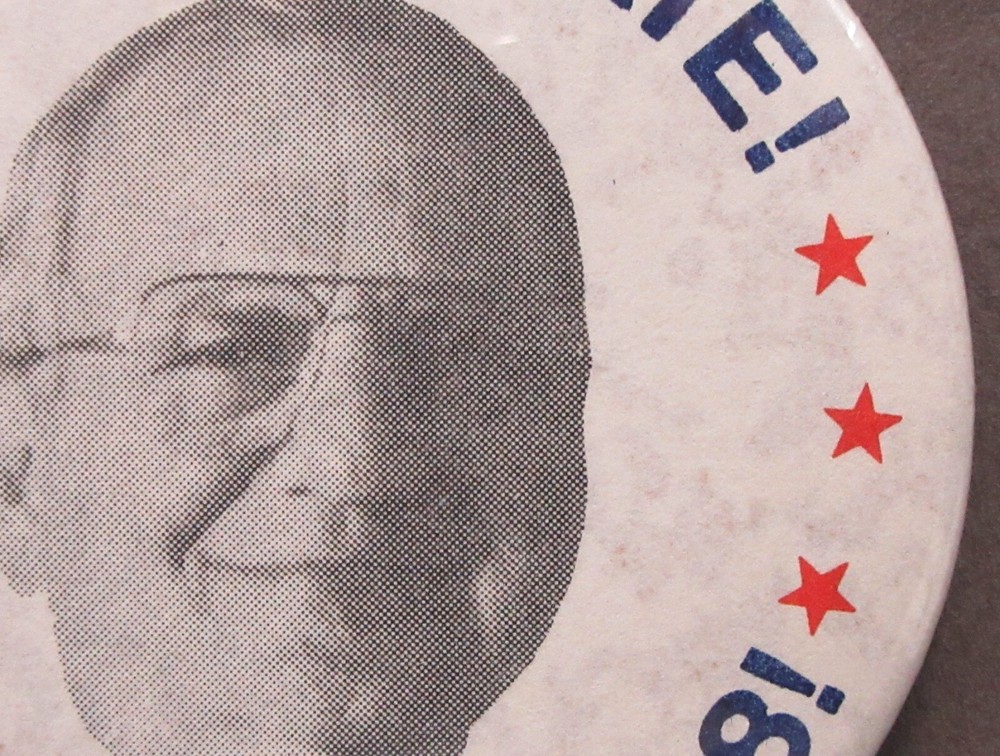 president MAKE A DATE! IACOCCA IN '88 3" pinback button ^