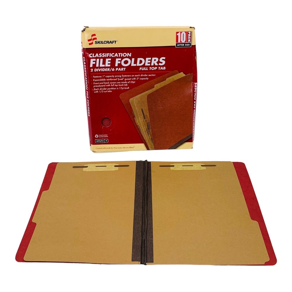 10 Folders Letter Size 6 Section Classification Folder Full Top Tab Earth Red