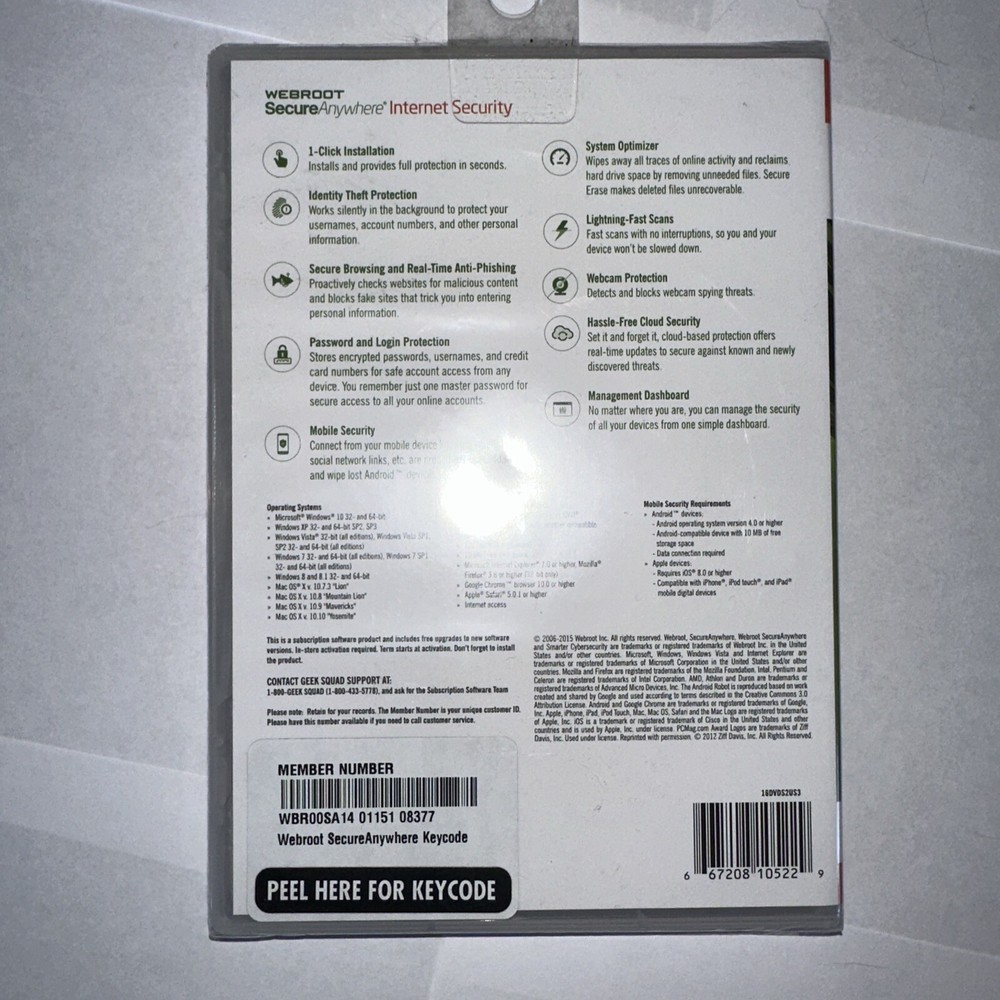 Webroot SecureAnywhere Internet Security - Full Version - 1 Year Subscription