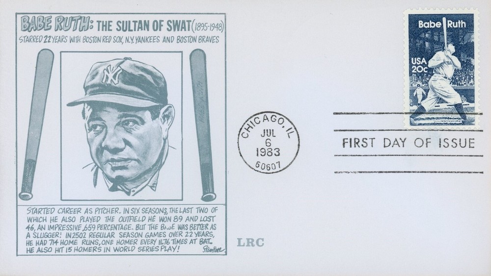 US 2046 FDC Babe Ruth Baseball LRC Chicago