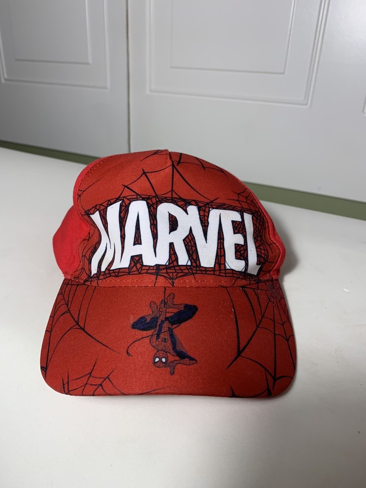 Marvel Spiderman Baseball Hat Youth Red One Size  Webbed Adjustable Cap