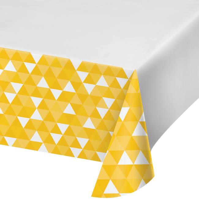 Fractal School Bus Yellow Plastic Tablecloth 52" x 102" Tableware Decorations