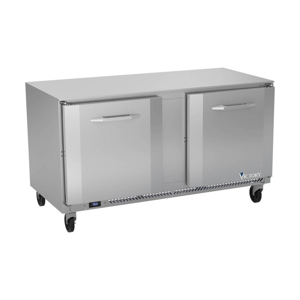 Victory VUR60HC 60" 2-Section Undercounter Refrigerator w/ 2 Solid Doors, 14....