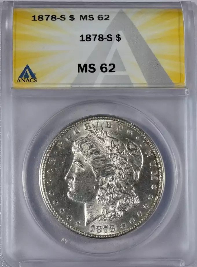 1878 S Morgan Silver Dollar ANACS MS-62