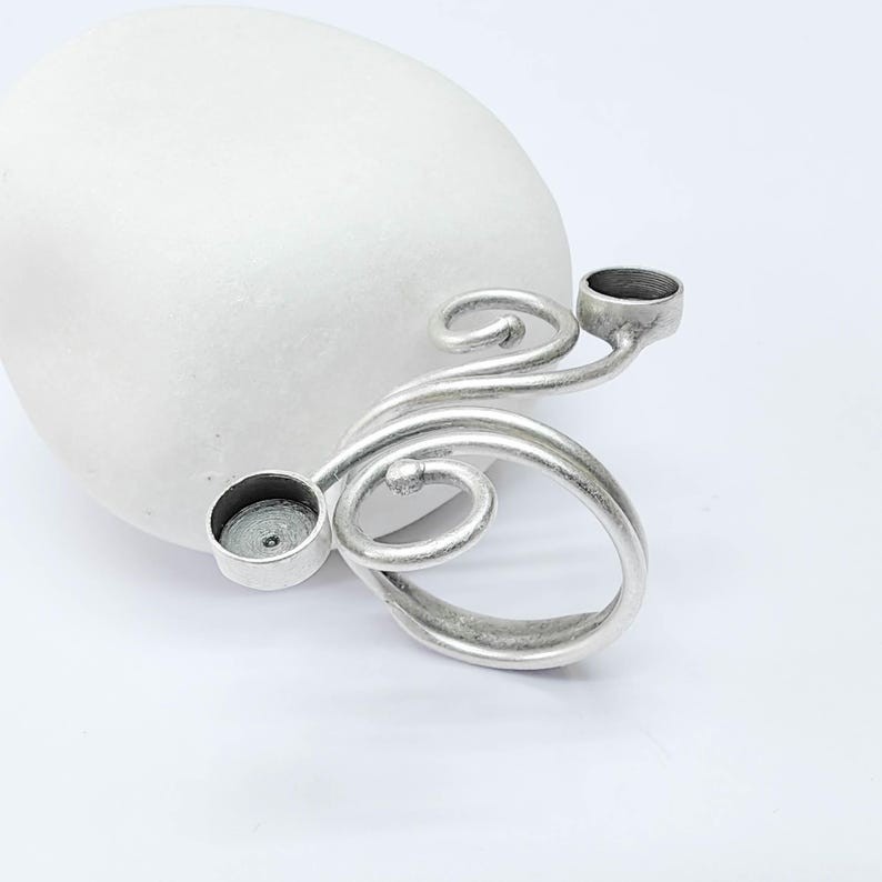 Swirl Ring Setting Blank Cabochon Mounting Adjustable Bezel Brass 6mm G37547