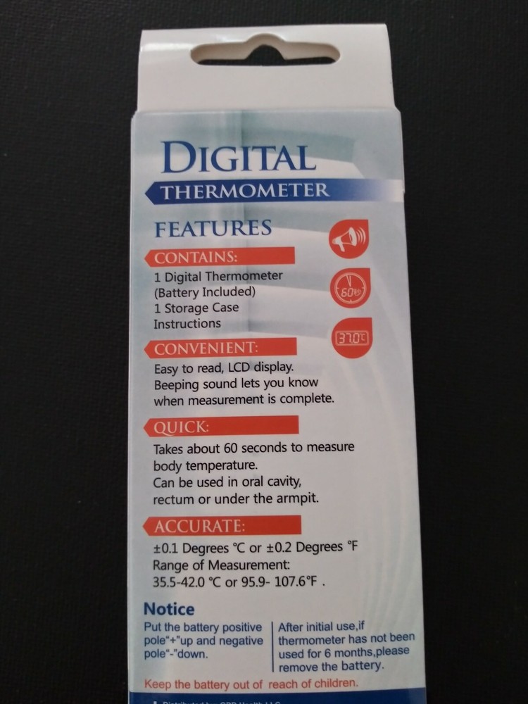 Digital Thermometer (with beeper) easy to read -memory
