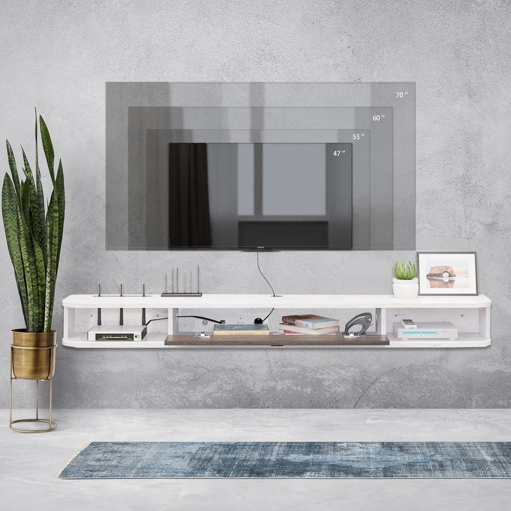 Floating Tv Console55'' Wallmounted Media Consolefloating Tv Cabinetmodern Float