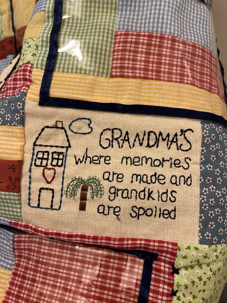 Grandma's Quilted Photo Collage Changeable Display Patchwork Wall Hanging