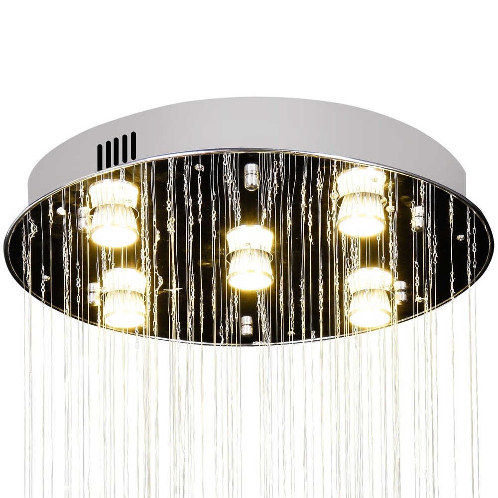 Modern Rectangular Crystal Chandelier LED Pendant Lighting Chrome Ceiling Light