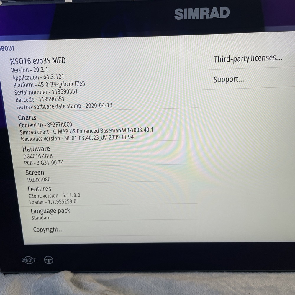 Simrad NSO 16 evo3S Chartplotter/Fishfinder MFD Tested Excellent Screen