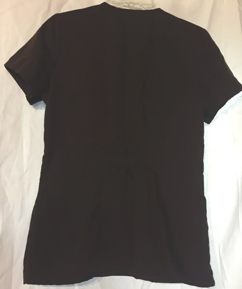 Greys Anatomy Womens Small Brown Polyester Blend 2 Pocket Scrub Top