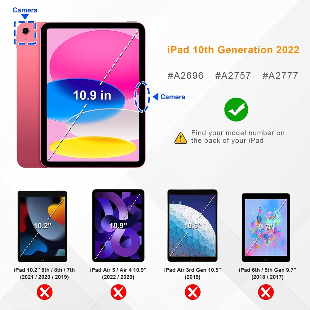 For iPad 10th Gen 10.9" (2022) Multi-Angle Viewing Protective Stand Case Cover
