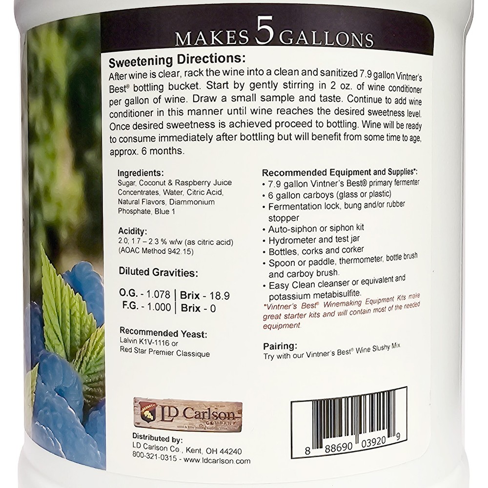 Vintner’s Best Blue Raspberry Fruit Wine Base (128 oz / 1 gallon)
