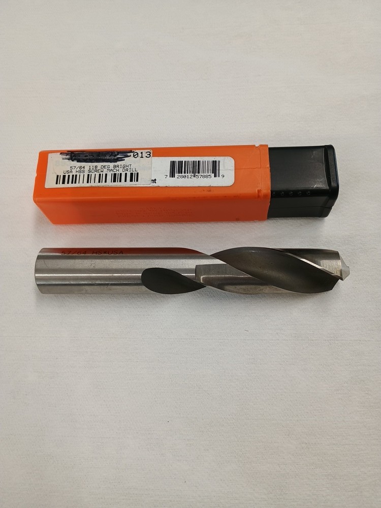 57/64" Drill bit  118 deg Screw Machine length HSS Hertel