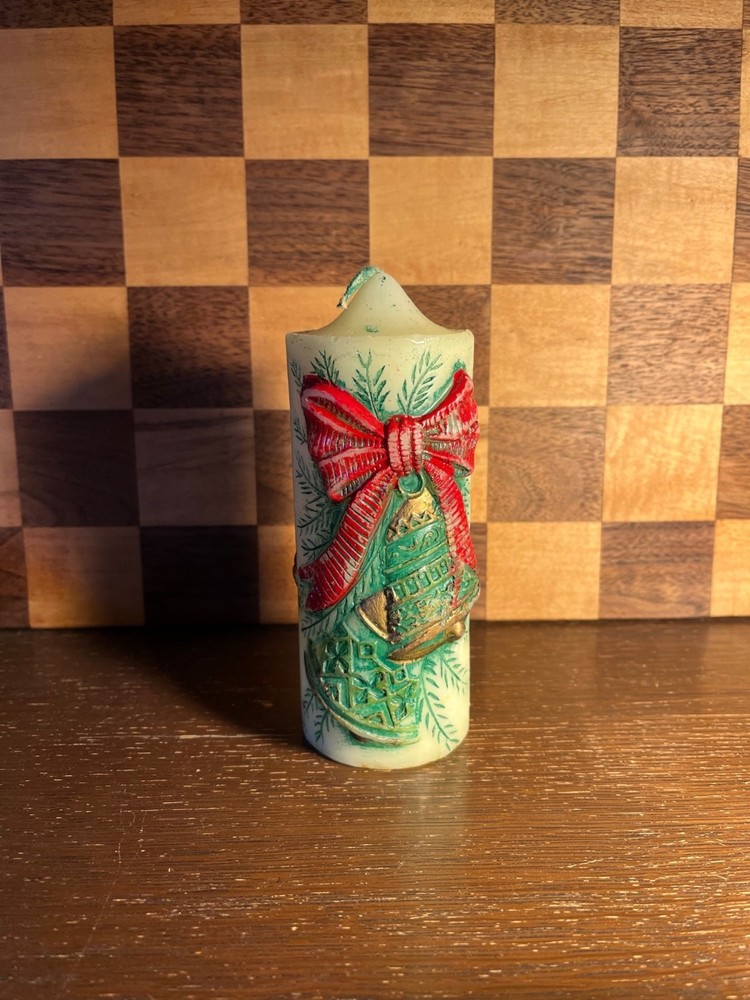 Old Fashioned Carved Pillar Christmas Candle