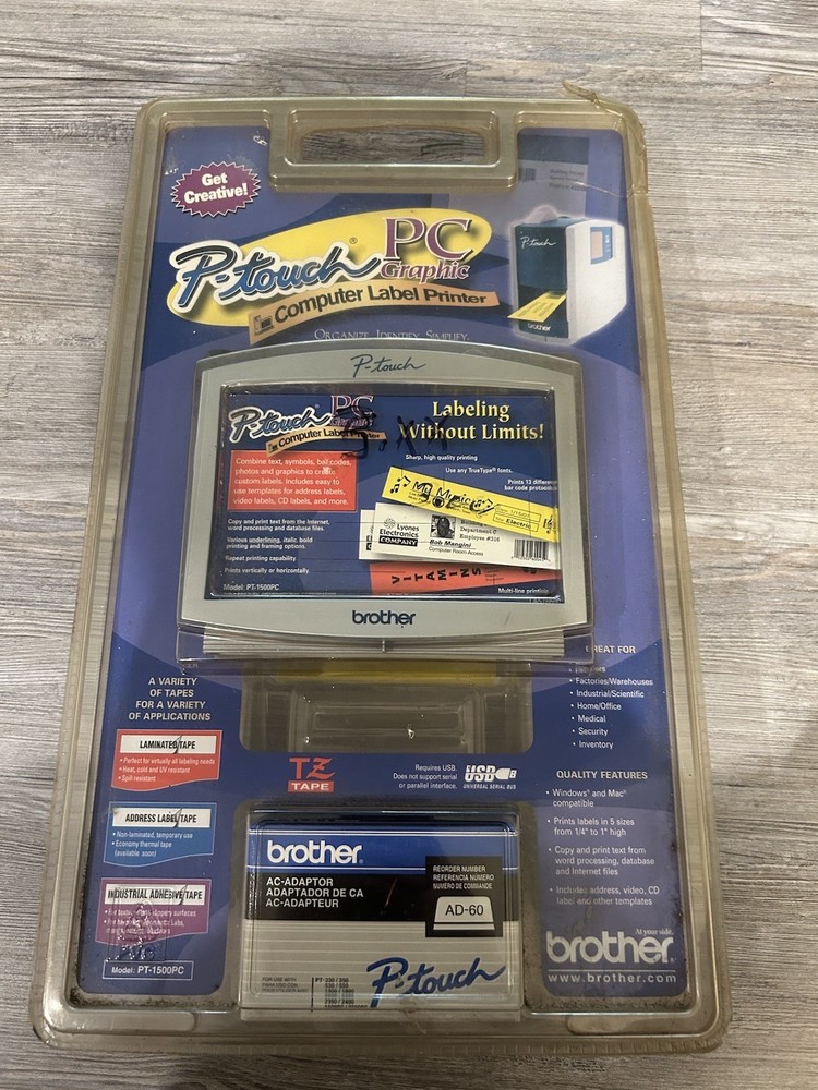 Brother P Touch Computer Label Printer PT-1500PC Brand New Pc Graphic