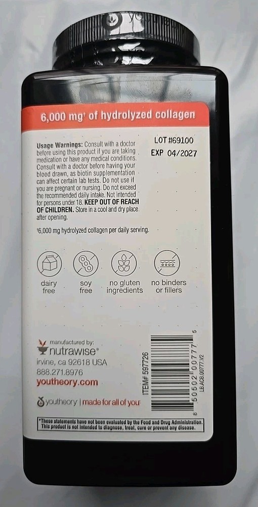 Youtheory Collagen + Biotin 390 tablets (EXP 04/27)