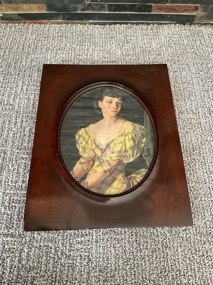 Antique Wood Picture Frame With Picture