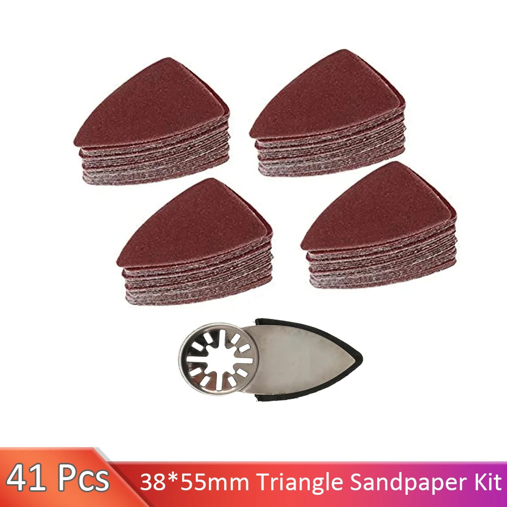 41Pcs 38*55*55mm Finger Sanding Pads Oscillating Tool Detail Sanding Kit Hook &L