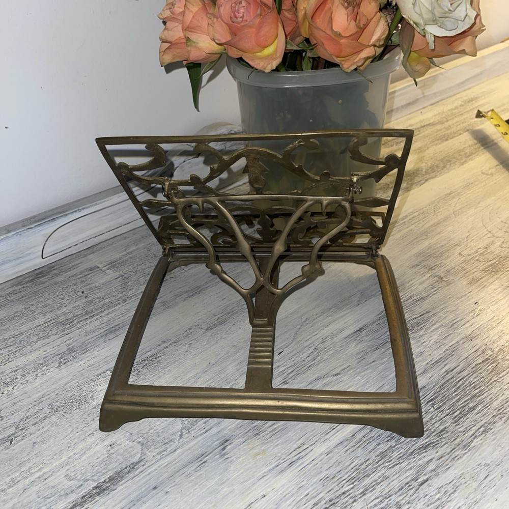 Vintage Solid Ornate Brass Folding Adjustable Book/Bible stand