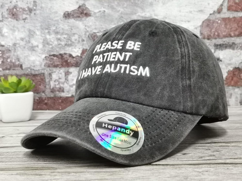 Embroidered Please One Size, Be Patient I Have Autism (Washed Black)