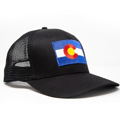 Colorado Flag Adjustable Hat Trucker Cap Baseball Snapback (All Black)