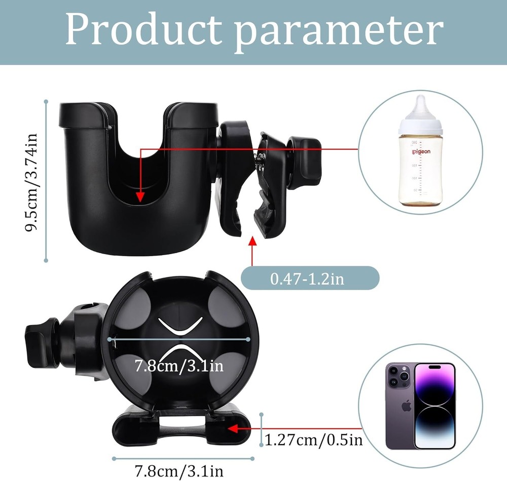 Universal Non-Slip Drink & Phone Holder - Easy Install for Strollers & Scooters
