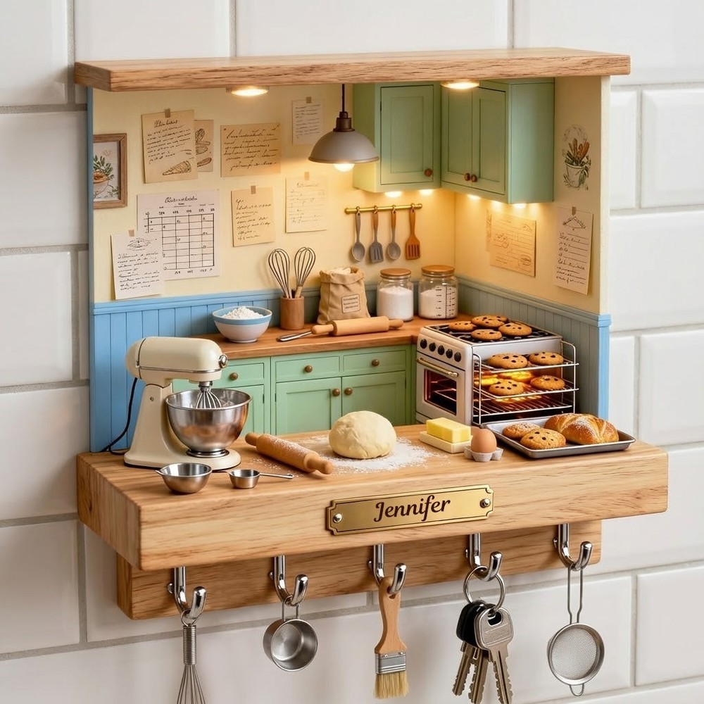 Personalized Baking Kitchen Key Holder, Custom Name Wall Hooks Home Decor Gift