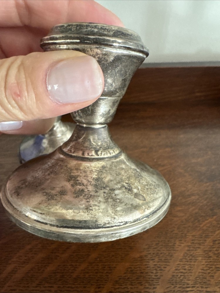 Pair Antique Sterling Silver Weighted Candlesticks, Beautiful!